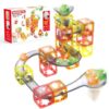 Hugeway 50Pcs Marble Run with Race Track Rolling Ball Set with Magnetic Bracks,Tiles and Marble Tracks,3-in-1 Building Blocks Kit,STEM Learning Toy Gift for Indoor Activity Boys Girls Aged 3+ Kids.