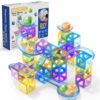 Hugeway 83Pcs Marble Run with Race Track Rolling Ball Set with Magnetic Bracks,Tiles and Marble Tracks,3-in-1 Building Blocks Kit,STEM Learning Toy Gift for Indoor Activity Boys Girls Aged 3+ Kids.