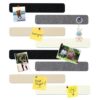 HULAVO 8Pcs Rectangle Felt Cork Board Bar Strips with 35 Pushpins, Self-Adhesive Bulletin Board Strips for Office School Home Wall Decor Stickers Memos Schedules Photos Display -Gradual Grey& Camel