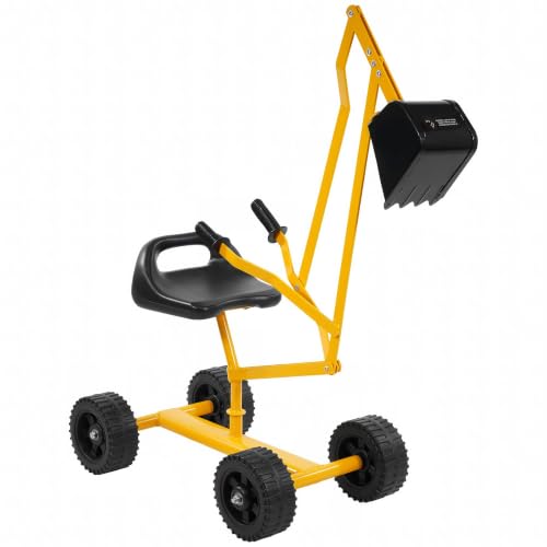 HulkFit Sand Digger Excavator Ride-On Toy, 4-Wheel Rolling Crane with 360° Rotation, Outdoor Beach Sandbox Digger for Backyard Dirt & Snow, Heavy-Duty Steel Gift for Boys Girls Toddlers Ages 3-12