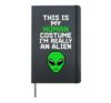 Human Alien Costume Halloween Sci-Fi Humor Alien Face Hardcover Journal, Black