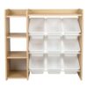 Humble Crew Kids Toy Storage Organizer with Bookshelf, 9 Bins, Solid Wood