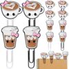 Humyoun 12 Pcs Coffee Cup Shape Paper Clips Funny Cute Paperclips Bookmarks Planner Clips Back to School Teacher Appreciation Gift Supplies for Employee Office Supplies Stationery Gifts Essentials