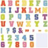Humyoun 176 Pcs 7" Large Bulletin Board Letters and Numbers Set, Big Classroom Alphabet Cutouts Letter Poster with Adhesive Dots for Home School Bulletin Board Display Walll Decor(Bright,Rainbow)