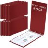 Humyoun 8 Pcs 3 Inch 3 Ring Binders Rings Heavy Duty View D Ring Binders Economy Holds 11" x 17" Paper for Artwork Blueprints, Office, Home, Work Places(Red)