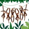 Hungdao 6 Pack Hanging Stuffed Monkey Jungle Party,15 Inch,Dark Brown