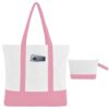 HWJH 2-Pack Canvas Tote Bags and Makeup Bags, Cotton Zipper Bag, Pink