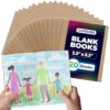 Hygloss Blank Books - Bulk 20 Pack – 5.5" x 8.5" A5 Kraft Paperback Blank Books for Kids to Write Stories, Doodle, Arts & Crafts – Plain Drawing Sketchbook, Unlined Journal, Notebook Without Lines
