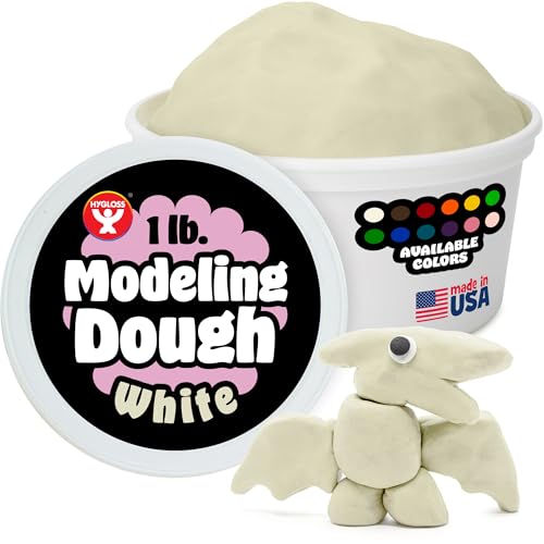 Hygloss Play Modeling Dough for Kids – Safe & Non-Toxic Sensory Dough for Arts and Crafts – 1 lb Tub – Play Clay for Toddler Activities, Preschool Classroom Must-Haves – White Color, Unscented