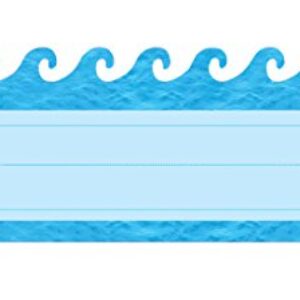 Hygloss Products Die-Cut Name Plate - Great Teaching Tool - Perfect for Labeling in Classroom & Other Uses - Ocean Waves - 9.5 x 3 inches -(45557), Medium, Blue, 30 Count