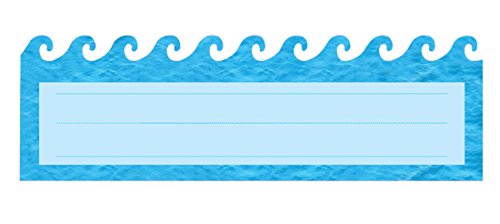 Hygloss Products Die-Cut Name Plate - Great Teaching Tool - Perfect for Labeling in Classroom & Other Uses - Ocean Waves - 9.5 x 3 inches -(45557), Medium, Blue, 30 Count