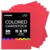 Hygloss Red Bright Colored Cardstock - 11x17-Inch, 50 Sheets, 65 lb/ 176 gsm, Fade-Resistant, Acid-Free Color Card Stock Paper