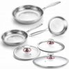 Hylinx Titanium Pans for Cooking 8/10/12 Inch Non-Stick Frying Pans Set with Lid Hammered Titanium Pro Pan PFAS/PFOA/PTFE Free Cookware Dishwasher&Oven Safe Kitchen Induction Compatible