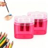 Hytihtu Pencil Sharpeners, Handheld Pencil Pharpener with Lid (Pink)