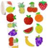 hzzsbu 500 Pcs Holographic Fruits Stickers, Waterproof Summer Fruits Decals Self-Adhesive Sticker for Bottle Scrapbook Journal Envelope Decorations