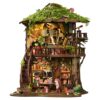 IBOHEYE 3D Wooden Puzzle Fairytale Miniature Dollhouse kit with LED Light Building Sets for Adults Magical Forest Treehouse Room Decor Gift for Craft Enthusiasts- Forest Language Tea Book