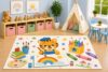 ICE ARMOR 5' x 7' Artist Tiger Area Rug, Painting Rainbow Art Classroom Creative Cartoon Kids Playroom Nursery Bedroom Rug, Non-Slip Silicone Backing Low Pile