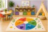 ICE ARMOR 5' x 7' Color Wheel Area Rug, Educational Color Recognition Learning Play Mat with Fruits Nature and Animals for Kids Classroom Playroom, Non-Slip Silicone Backing Low Pile