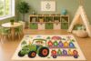 ICE ARMOR 5' x 7' Farm Tractor Area Rug, Educational Alphabet Fruits and Numbers Learning Play Mat for Kids Nursery Classroom Playroom, Non-Slip Silicone Backing Low Pile
