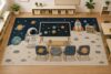 ICE ARMOR Large 6'7" x 9'10" Astronaut Space Classroom Area Rug, Soft Low Pile Indoor Rug with Non-Slip Silicone Backing for Kids Room, Navy Blue