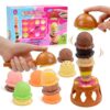 Ice Cream Stacking Toys, 20PCS Pretend Play Set with 2 Scoops, Ice Cream Tower Balancing Game, Montessori Educational Fine Motor Skills Game, Preschool Interactive Learning Gift for Kids 3-5