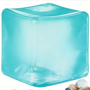 Ice Cube Squishy Fidget Toy – Slow Rise Squeeze Sensory Toys, Multiple Ways to Play, Stress Ball for Anxiety Relief, Focus Enhancement, Brain Relaxation & Strength Fostering-Lagoon Blue