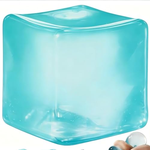 Ice Cube Squishy Fidget Toy – Slow Rise Squeeze Sensory Toys, Multiple Ways to Play, Stress Ball for Anxiety Relief, Focus Enhancement, Brain Relaxation & Strength Fostering-Lagoon Blue