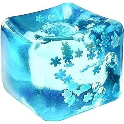 Ice Cube Squishy Stress Relief Ball - Blue Snowflake Squeeze Fidget Toy for Adults | Stretchy Sensory Stress Toy for Office Desk | Small Squeeze Pinch Pull Toy for Focus and Hand Exercise | Pack of 5