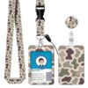 ID Badge Holder with Lanyard and Reel - Beige Retro Camo