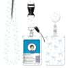 ID Badge Holder with Lanyard and Reel - Cute Blue Ribbon Bow