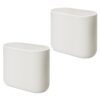 iDesign Small Slim Plastic Bathroom Trash Can, Coconut White, 2-Pack