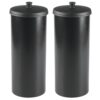 iDesign Toilet Paper Canister with Lid - Freestanding Holder for 3 Rolls - Set of 2 - Matte Black