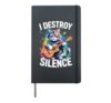 I Destroy Silence Funny Musician Cat Ukulele Hardcover Journal, Black