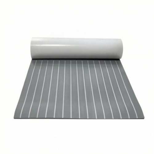 IEUDNS Anti Slip Flooring Pad Boat Floor Sheet Marine Teak Look EVA Foam Waterproof Non Slip Surface Shock Absorbing Trimmable Suitable for Boat Decks Yacht, 240 120 0.6cm, Light Gray + White