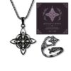 IFKATB Vintage Celtic Knot Ring for Women Silver Black Witches Protection Knot Ring Gothic Boho Timeless Symbolism Rings Adjustable Thumb Stackable Jewelry (F)