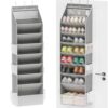 ifukdhu 8 Tier Over Door Hanging Shoe Storage Organizer,Wall Mount Closet Organizer(Gray)