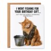 IKJUH Funny Fishing Cat Birthday Card Realistic Photo Grumpy Greeting 5x7