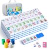 Ikowo American Mahjong Set, 160 Blue Melamine Tiles (1.2”), Portable Travel Bag, Dice & Chips, Double Layer Scratch Resistant, Home, Party, Game Night, for Mahjong Lovers