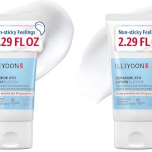 Illiyoon Ceramide Ato Lotion | Lightweight Moisturizer for Dry & Sensitive Skin, Barrier Repair for Face and Body, Mild for Babies, Vegan Certified, Korean Skincare, 2.29 fl.oz. (Pack of 2)