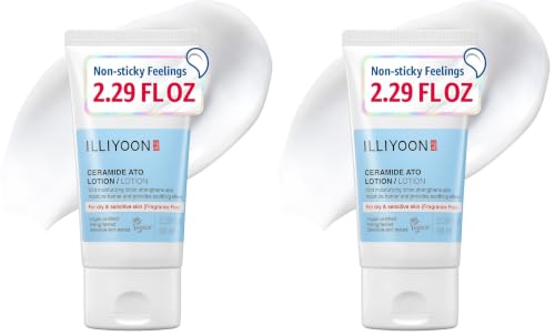 Illiyoon Ceramide Ato Lotion | Lightweight Moisturizer for Dry & Sensitive Skin, Barrier Repair for Face and Body, Mild for Babies, Vegan Certified, Korean Skincare, 2.29 fl.oz. (Pack of 2)