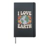 I Love Earth Floral Globe Eco Message Hardcover Journal, Black
