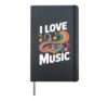 I Love Music Vinyl Record Headphones Hardcover Journal, Black