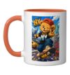 I Love NYC, Urban Skateboarding Bear Street Art Graphic Ceramic Mug, Orange/White, 11oz
