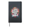 I Love Rock And Roll Guitar Vinyl Flames Hardcover Journal, Black