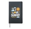 I Love Sunday, Smiling Sun and Clouds, Happy Hardcover Journal, Black
