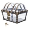 IMIKEYA Retro Pirate Treasure Chest Box with Lock And Key - 5" Clear Plastic Jewelry Keepsake Case - Small Gemstone Display & Candy Storage Container for Birthday Party Favors Halloween Decor