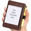 Index Card Holder Brown 3 x 5 PU Index Card Wallet Portable Pocket Notepad Holder with 25 Lined Sheets Mini Note Card Holder Writing Case with Card Slot Note Card Case for Record Sports No Pen
