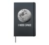 I need space moon graphic funny quote men's women's vintage Hardcover Journal, Black