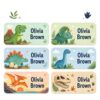 Inkelligent Kids Name Labels, 60 Pcs Waterproof Dino Expedition Stickers