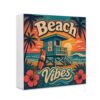 InkRain Lifeguard Tower Sunset Wooden Box Sign 5x5 Inch Wood Beach Decor